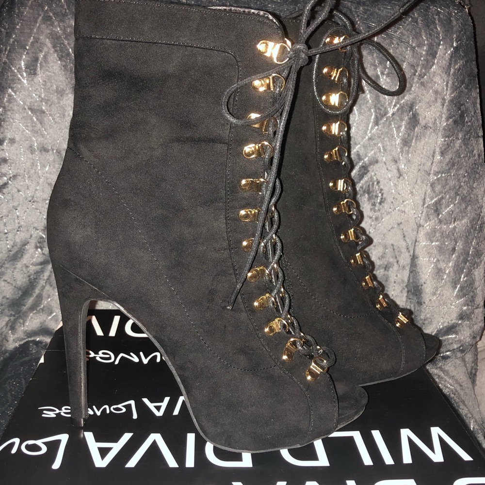 Peep Toe Heeled Booties